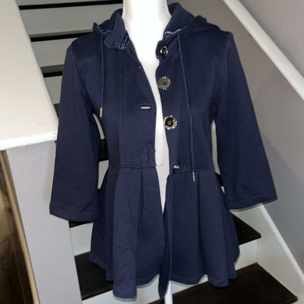Red by Marc Ecko Navy & Silver Label Design Jacket with Hood. New Pleated Bottom